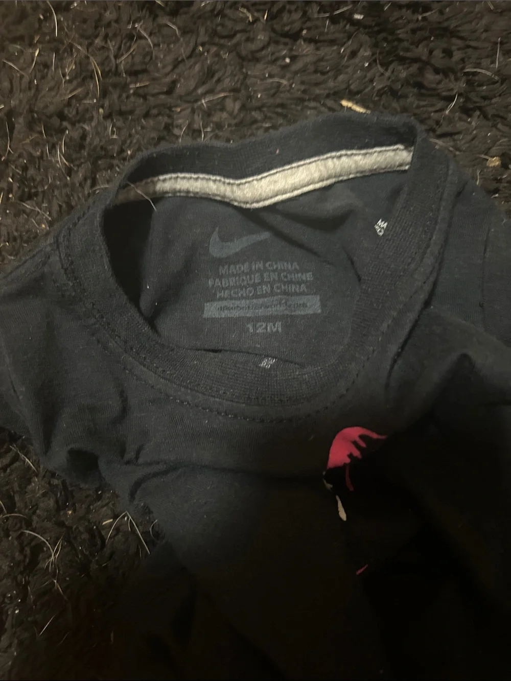 Nike Black Kids Tee with Pink and White Drip Heart 'Just Do It' Graphic
